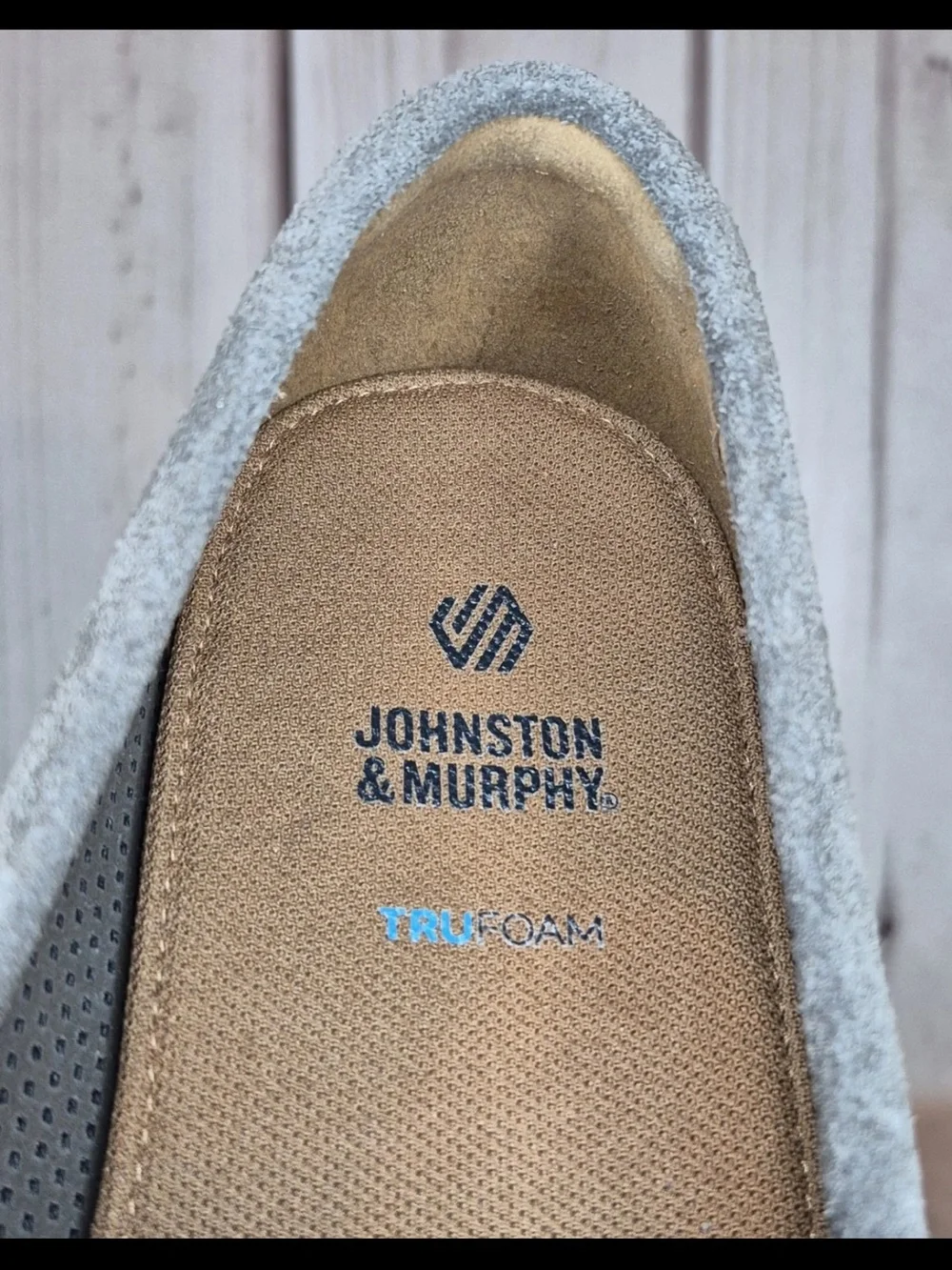 Johnston & Murphy Men's Size 13M Gray Nubuck Perforated Trufoam Loafer Shoes